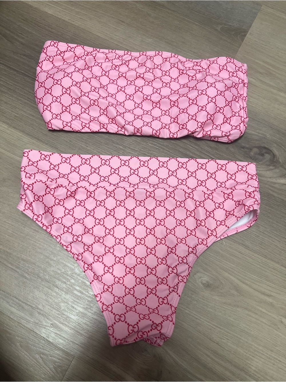 Boutique insp size small Pink Logo Bandeau Two-Piece Bikini